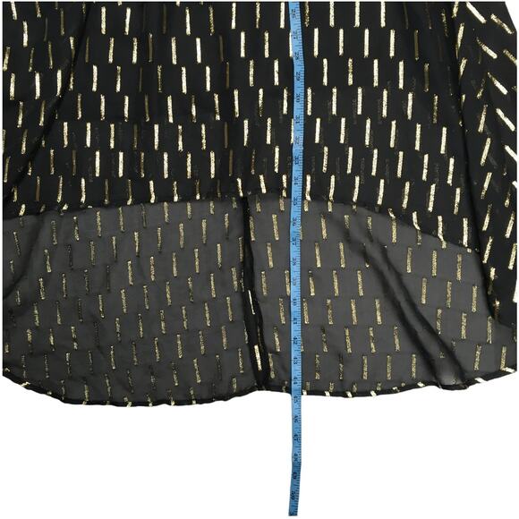 Guess Dress Black Gold Foil Taffeta High Low Hem Formal Women's 2 NEW small flaw - Picture 7 of 14
